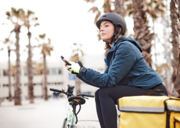 woman bike messenger